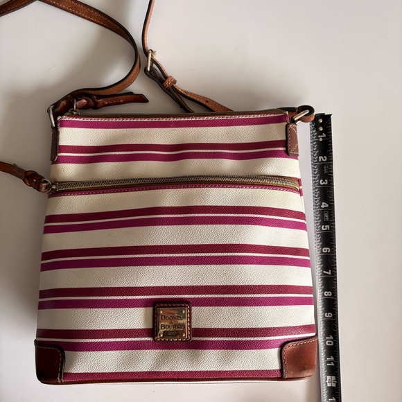 Dooney & Bourke Magenta and White Striped Crossbody Bag - Picture 12 of 17